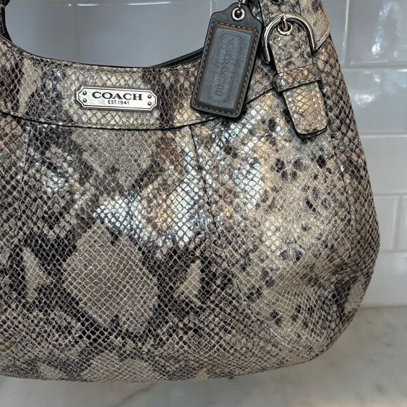 Coach Bag Purse Handbag Leather Snake Python Madison Maggie Hobo Shoulder Bag - Picture 4 of 16